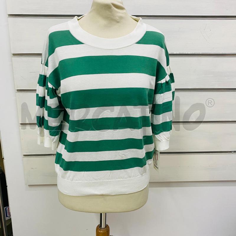 MAGLIA DONNA MALO RIGA VERDE BIANCA TRICOT | Mercatino dell'Usato Lago patria - giugliano in c. 1