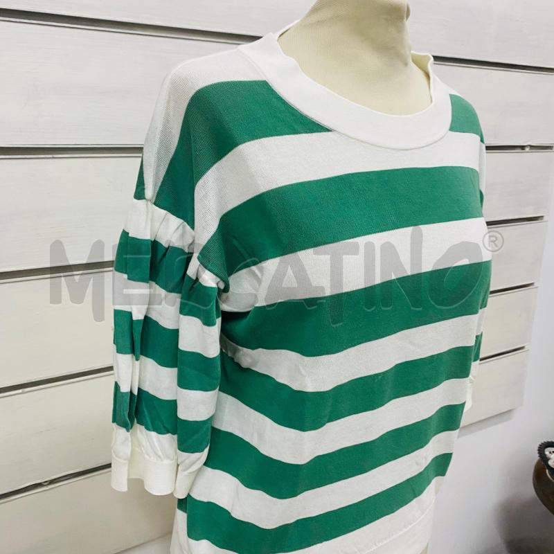 MAGLIA DONNA MALO RIGA VERDE BIANCA TRICOT | Mercatino dell'Usato Lago patria - giugliano in c. 2