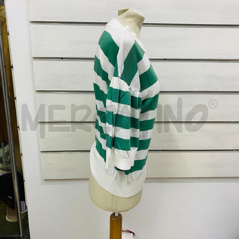 MAGLIA DONNA MALO RIGA VERDE BIANCA TRICOT | Mercatino dell'Usato Lago patria - giugliano in c. 4