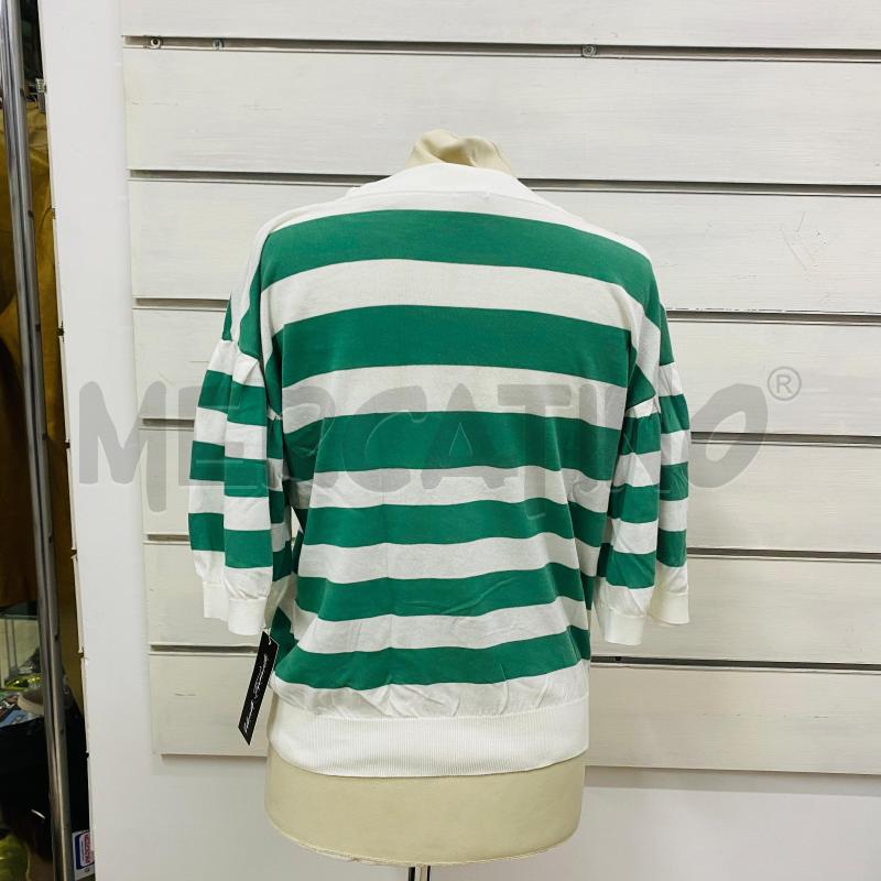 MAGLIA DONNA MALO RIGA VERDE BIANCA TRICOT | Mercatino dell'Usato Lago patria - giugliano in c. 5