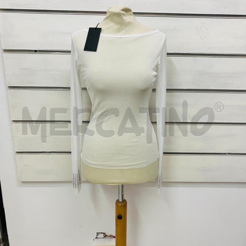 MAGLIA DONNA PINKO RETINA BIANCA PIETRE MANICHE | Mercatino dell'Usato Lago patria - giugliano in c. 1