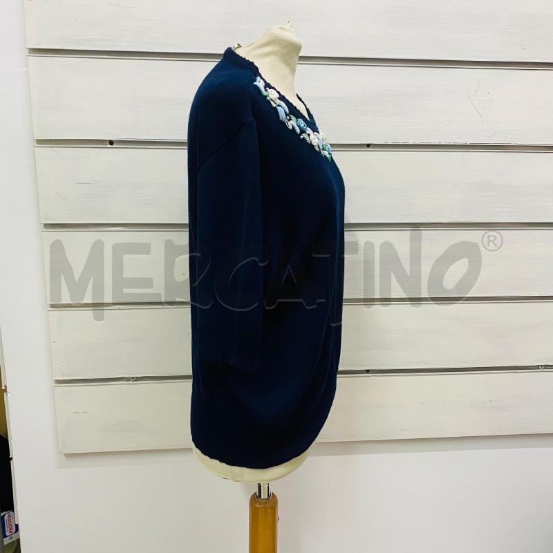 MAGLIA DONNA TRICOT ROBERTO BALESTRA BLU FIORELLINI SCOLLO | Mercatino dell'Usato Lago patria - giugliano in c. 4