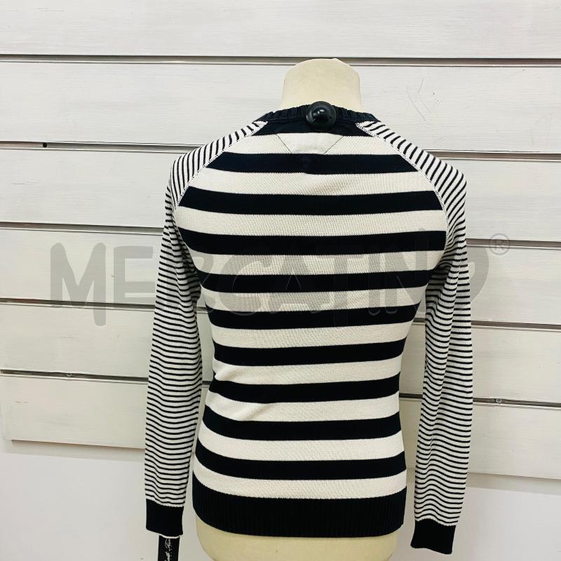 MAGLIONE UOMO TOMMY HILFIGER RIGHE BLU PANNA  | Mercatino dell'Usato Lago patria - giugliano in c. 3