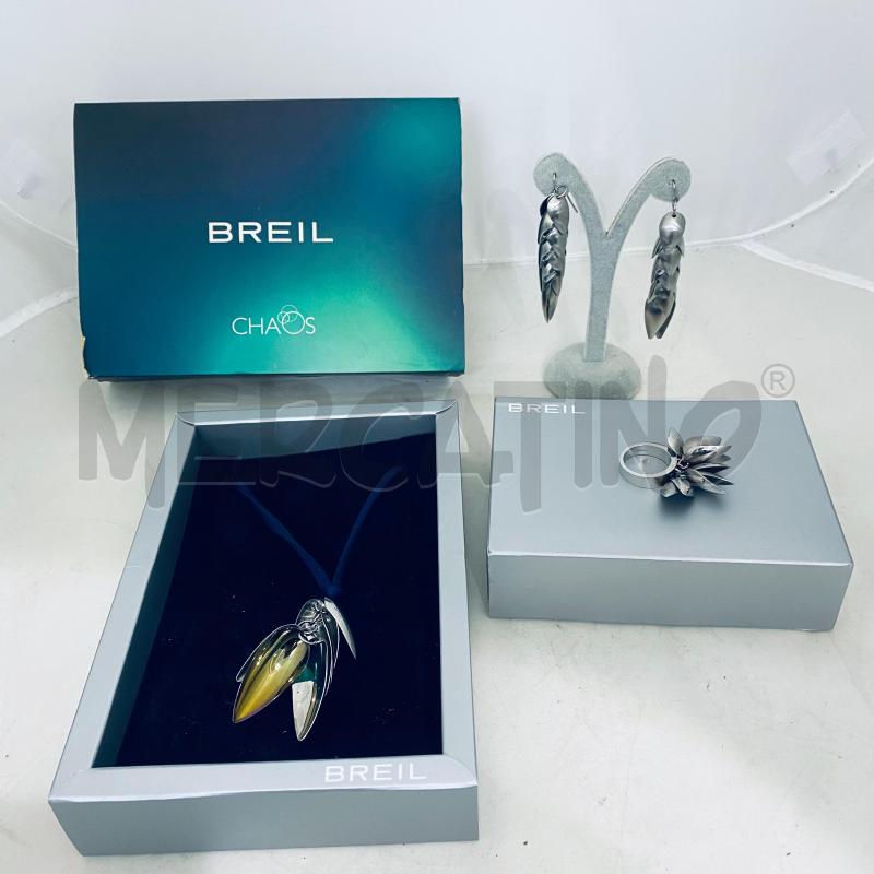 ORECCHINI + CIONDOLO + ANELLO BREIL GRAPPOLO FOGLIE ACCIAIO | Mercatino dell'Usato Lago patria - giugliano in c. 5