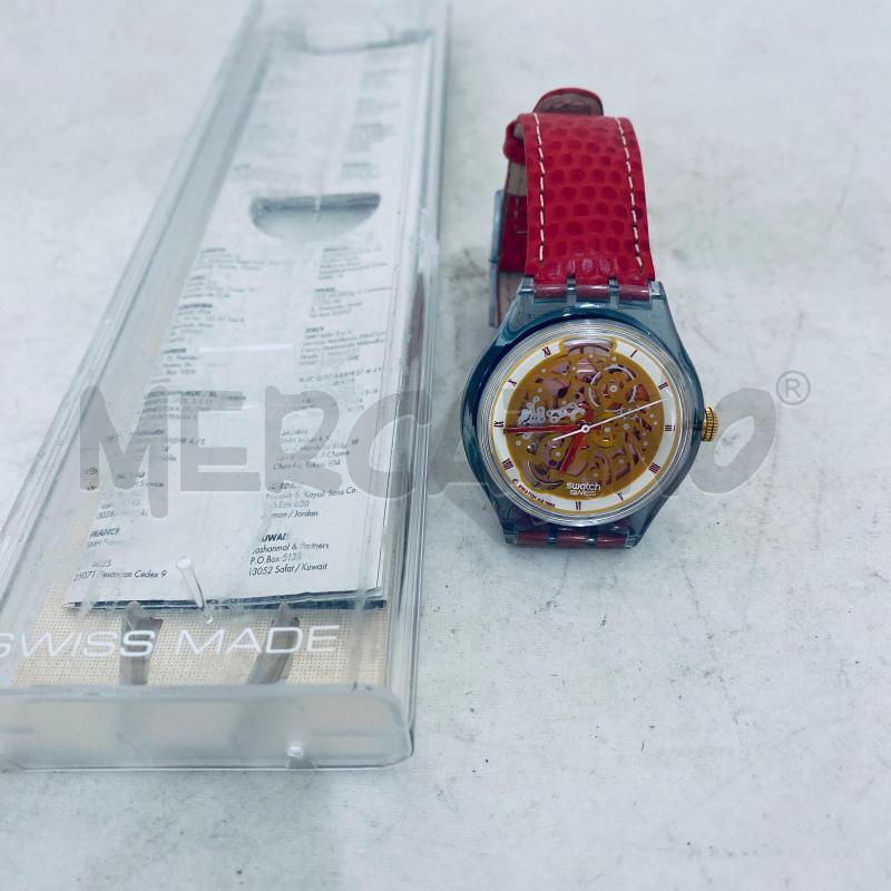 OROLOGIO DA POLSO SWATH AUTOMANITO PELLE ROSSA QUADRANTE DORATO  | Mercatino dell'Usato Lago patria - giugliano in c. 1