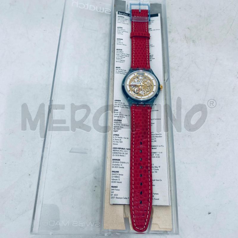OROLOGIO DA POLSO SWATH AUTOMANITO PELLE ROSSA QUADRANTE DORATO  | Mercatino dell'Usato Lago patria - giugliano in c. 4