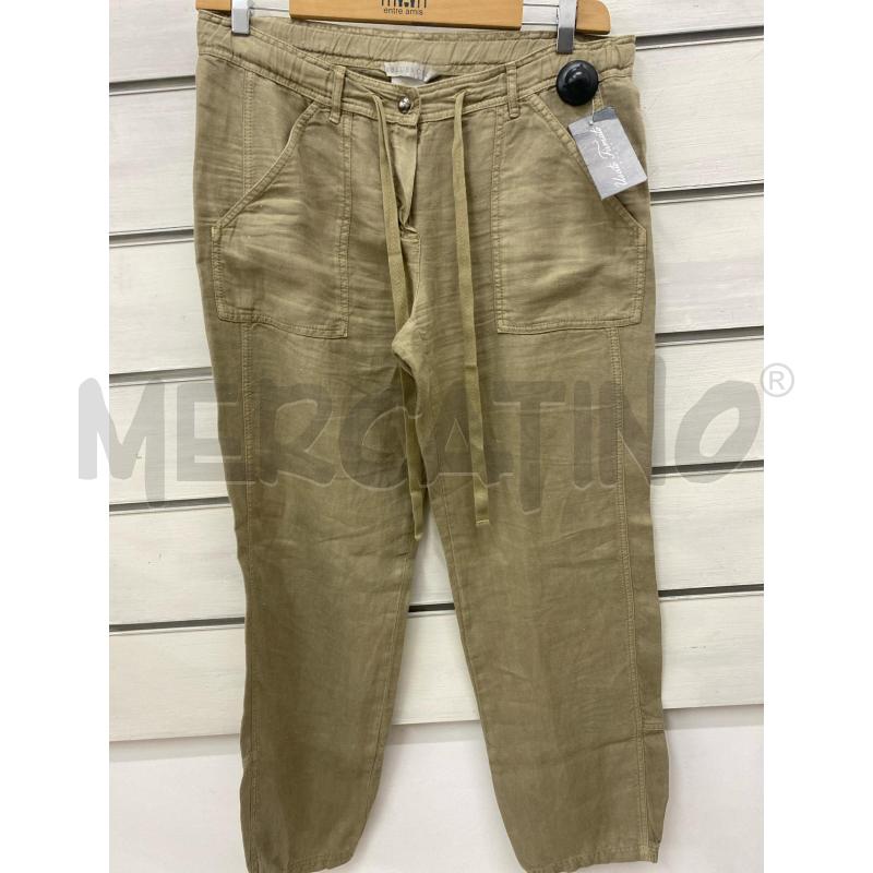 PANTALONE DONNA I BLUES 100%LINO SABBIA | Mercatino dell'Usato Lago patria - giugliano in c. 1