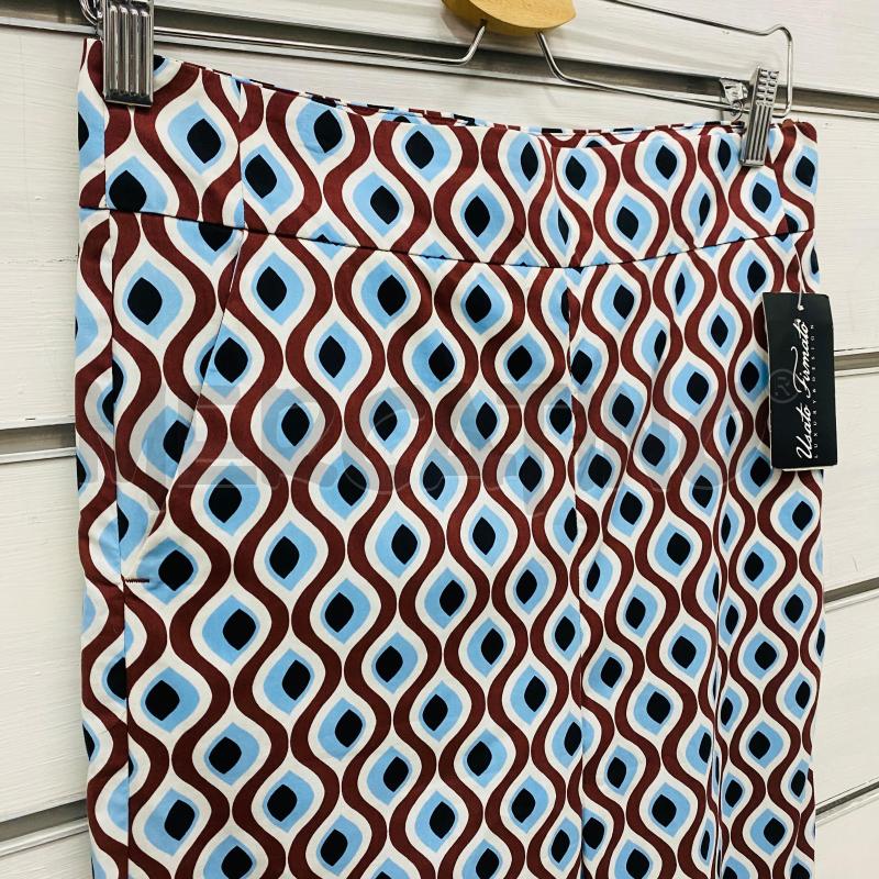 PANTALONE DONNA MARELLA FANTASIA ETNICA AZZURRO MARRONE | Mercatino dell'Usato Lago patria - giugliano in c. 2