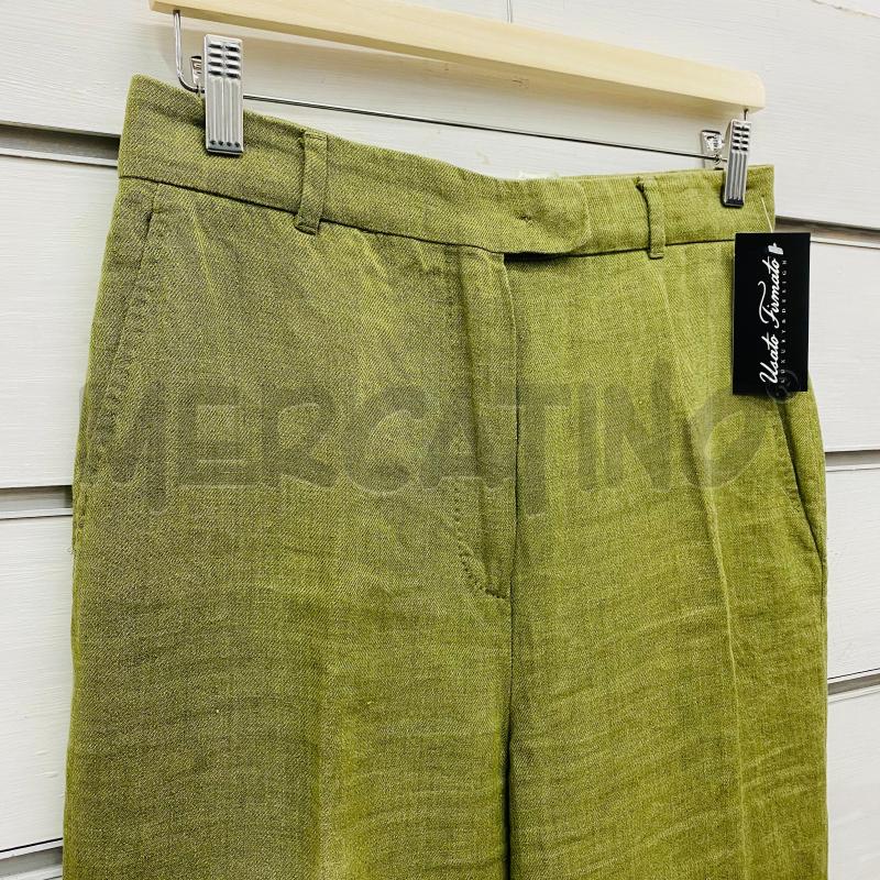 PANTALONE DONNA MAX MARA LINO VERDE MILITARE  | Mercatino dell'Usato Lago patria - giugliano in c. 2