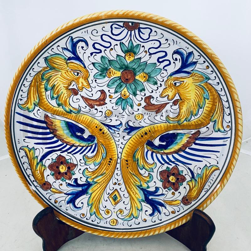 PIATTO DERUTA DRAGONI DECORI GIALLI | Mercatino dell'Usato Lago patria - giugliano in c. 1