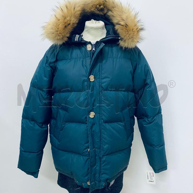 PIUMINO DONNA WOOLRICH IMBOTTITO VERDE PELO CAPPUCCIO MARRONE | Mercatino dell'Usato Lago patria - giugliano in c. 1