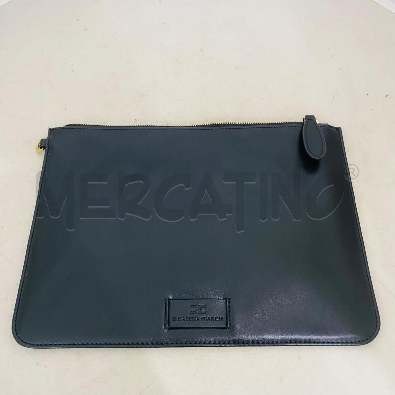 POCHETTE ELISABETTA FRANCHI NERA ZIP DORATA PERSONALIZZATA  | Mercatino dell'Usato Lago patria - giugliano in c. 1