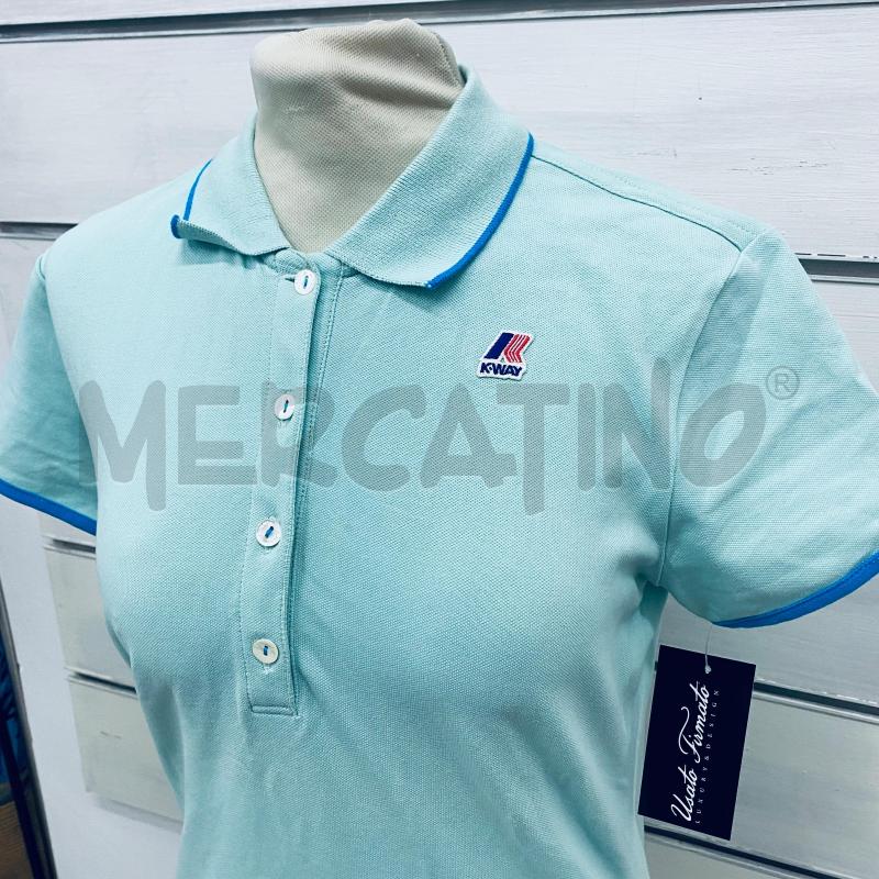 POLO DONNA KWAY VERDE ACQUA PROFILO AZZURRO | Mercatino dell'Usato Lago patria - giugliano in c. 1