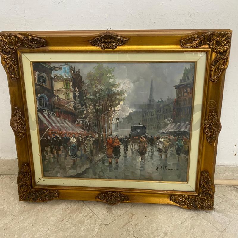 QUADRO G.DE SIMONE PAESAGGIO URBANO CORNICE DORATA  | Mercatino dell'Usato Lago patria - giugliano in c. 1