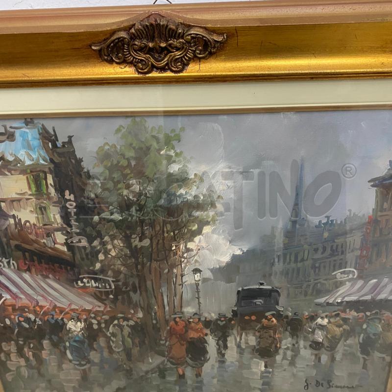 QUADRO G.DE SIMONE PAESAGGIO URBANO CORNICE DORATA  | Mercatino dell'Usato Lago patria - giugliano in c. 3