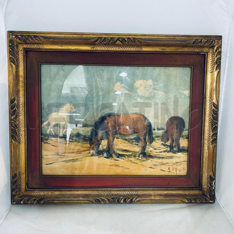 QUADRO RAPPRESENTAZIONE EQUINA CORNICE DORATA | Mercatino dell'Usato Lago patria - giugliano in c. 1