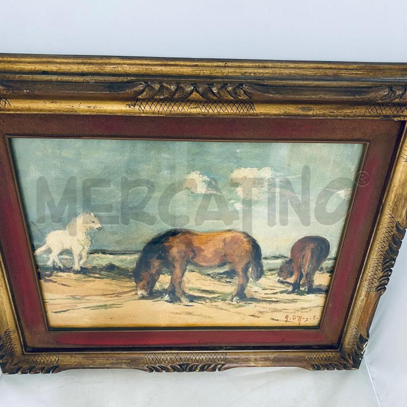 QUADRO RAPPRESENTAZIONE EQUINA CORNICE DORATA | Mercatino dell'Usato Lago patria - giugliano in c. 5