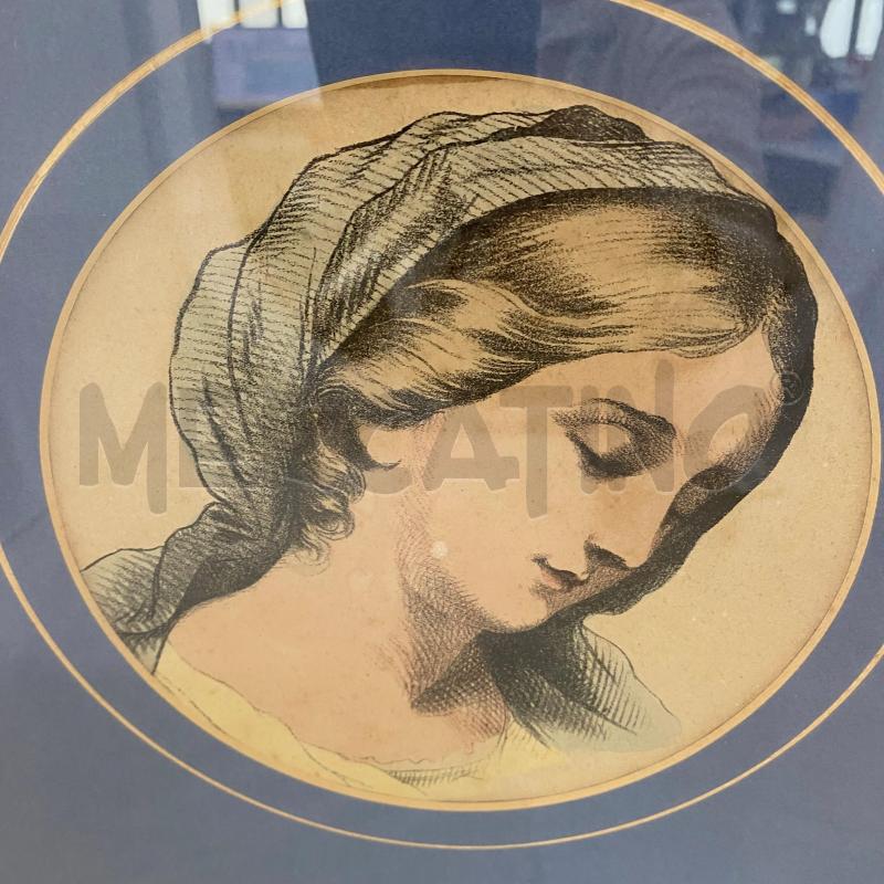 QUADRO RITRATTO DELLA VERGINE 1870CIRCA  CORNICE AZZURRA | Mercatino dell'Usato Lago patria - giugliano in c. 5
