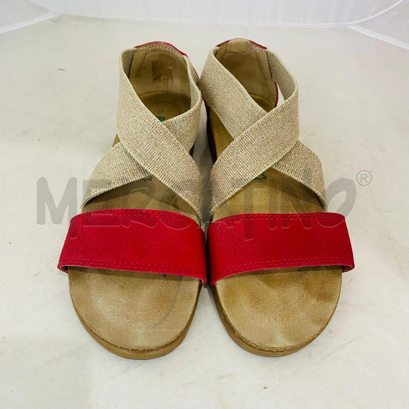 SANDALI DONNA BIONATURAVERA PELLE ROSSO BEIGE | Mercatino dell'Usato Lago patria - giugliano in c. 1