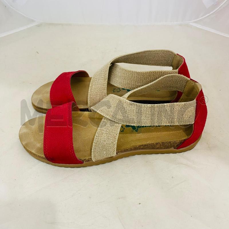 SANDALI DONNA BIONATURAVERA PELLE ROSSO BEIGE | Mercatino dell'Usato Lago patria - giugliano in c. 4