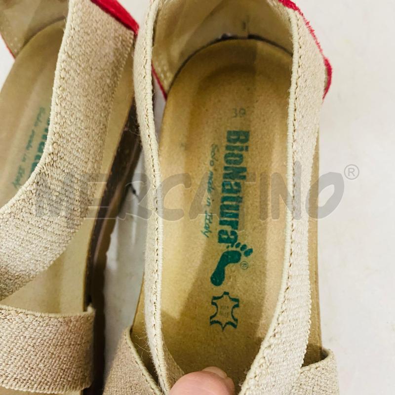 SANDALI DONNA BIONATURAVERA PELLE ROSSO BEIGE | Mercatino dell'Usato Lago patria - giugliano in c. 5