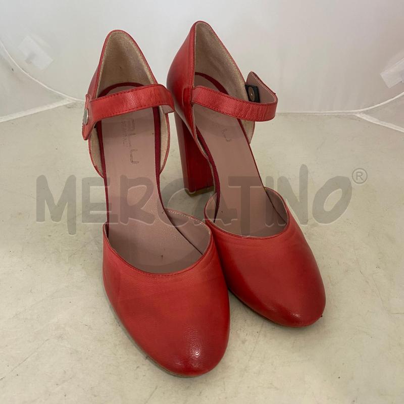 SANDALI DONNA MALU IN PELLE ROSSA PUNTA TONDA TACCO DOPPIO | Mercatino dell'Usato Lago patria - giugliano in c. 1