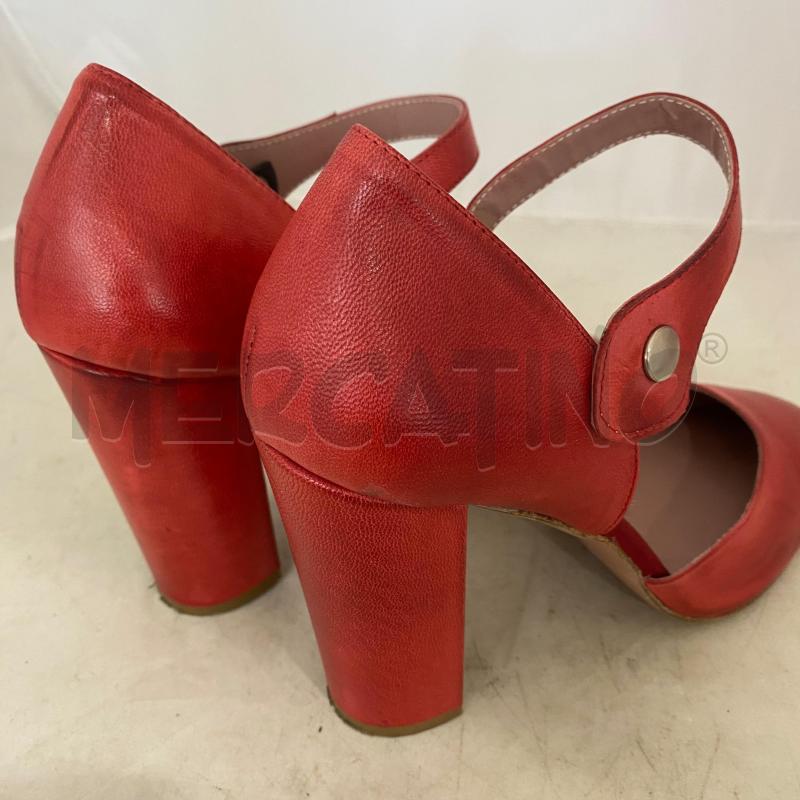 SANDALI DONNA MALU IN PELLE ROSSA PUNTA TONDA TACCO DOPPIO | Mercatino dell'Usato Lago patria - giugliano in c. 2