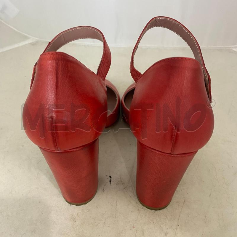 SANDALI DONNA MALU IN PELLE ROSSA PUNTA TONDA TACCO DOPPIO | Mercatino dell'Usato Lago patria - giugliano in c. 3