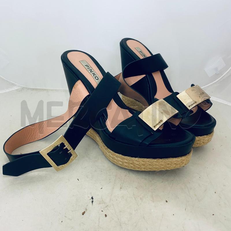 SANDALI DONNA PINKO ZEPPE PELLE CON FIBIA DORATA LOGO  | Mercatino dell'Usato Lago patria - giugliano in c. 1