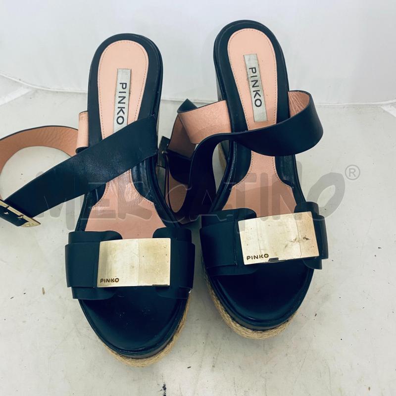 SANDALI DONNA PINKO ZEPPE PELLE CON FIBIA DORATA LOGO  | Mercatino dell'Usato Lago patria - giugliano in c. 2