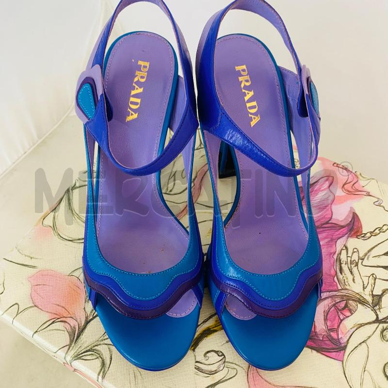 SANDALI DONNA PRADA PELLE TURCHESE VIOLA  | Mercatino dell'Usato Lago patria - giugliano in c. 2