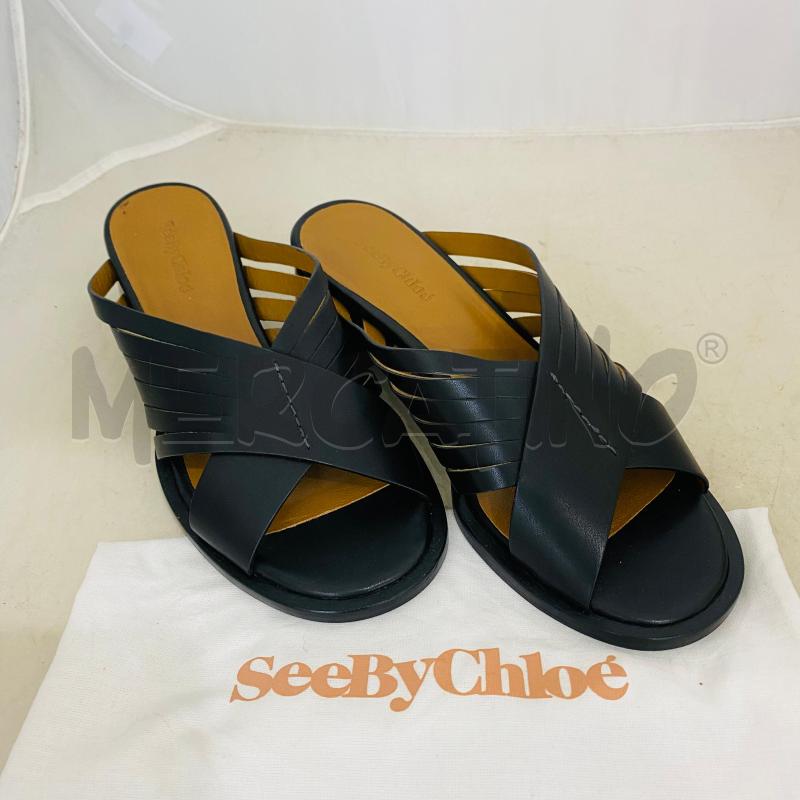 SANDALI DONNA SEE BY CHLOE PELLE NERI STRINGATI  | Mercatino dell'Usato Lago patria - giugliano in c. 1
