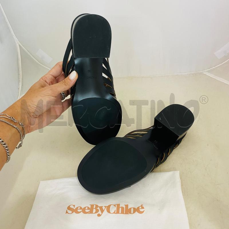 SANDALI DONNA SEE BY CHLOE PELLE NERI STRINGATI  | Mercatino dell'Usato Lago patria - giugliano in c. 5