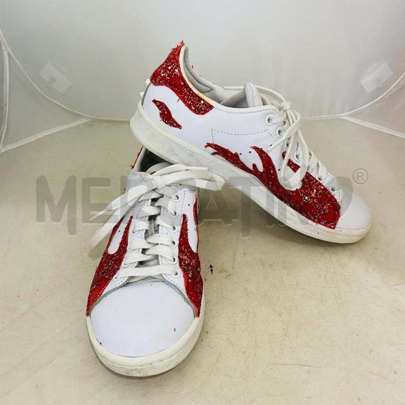 SCARPE DONNA ADIDAS STAN SMITH BIANCHE FIAMMA ROSSI | Mercatino dell'Usato Lago patria - giugliano in c. 1