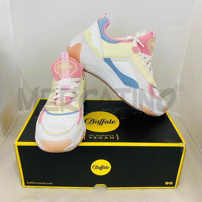 SCARPE DONNA BUFFALO BIANCHE PROFILO ROSA GIALLO PASTELLO  | Mercatino dell'Usato Lago patria - giugliano in c. 1
