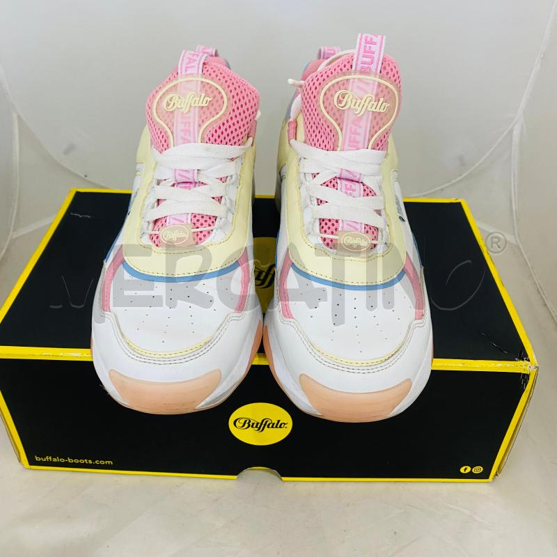 SCARPE DONNA BUFFALO BIANCHE PROFILO ROSA GIALLO PASTELLO  | Mercatino dell'Usato Lago patria - giugliano in c. 2