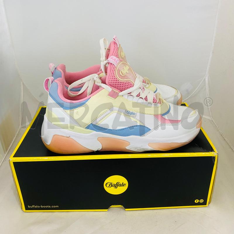 SCARPE DONNA BUFFALO BIANCHE PROFILO ROSA GIALLO PASTELLO  | Mercatino dell'Usato Lago patria - giugliano in c. 3