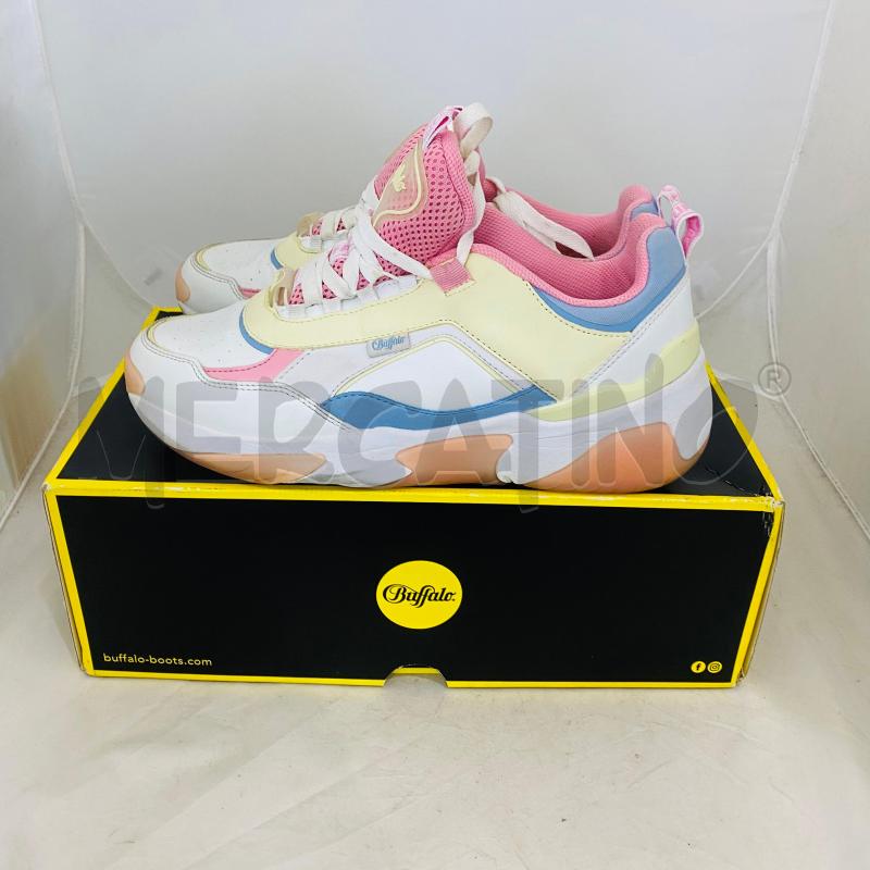 SCARPE DONNA BUFFALO BIANCHE PROFILO ROSA GIALLO PASTELLO  | Mercatino dell'Usato Lago patria - giugliano in c. 5