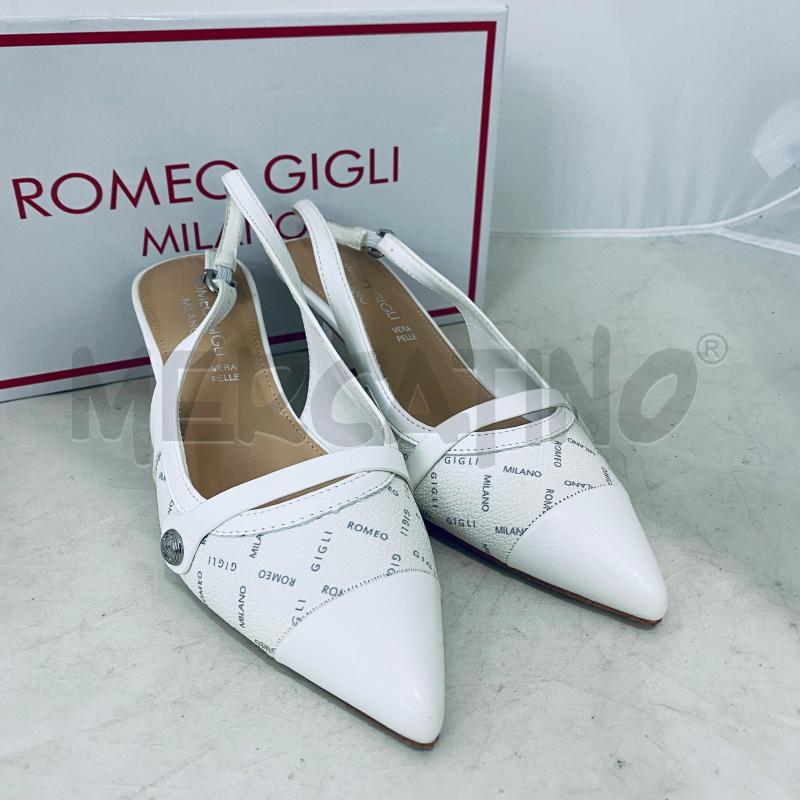 SCARPE DONNA ROMEO GIGLI BIANCHE VERA PELLE LOGO SCRITTA | Mercatino dell'Usato Lago patria - giugliano in c. 1