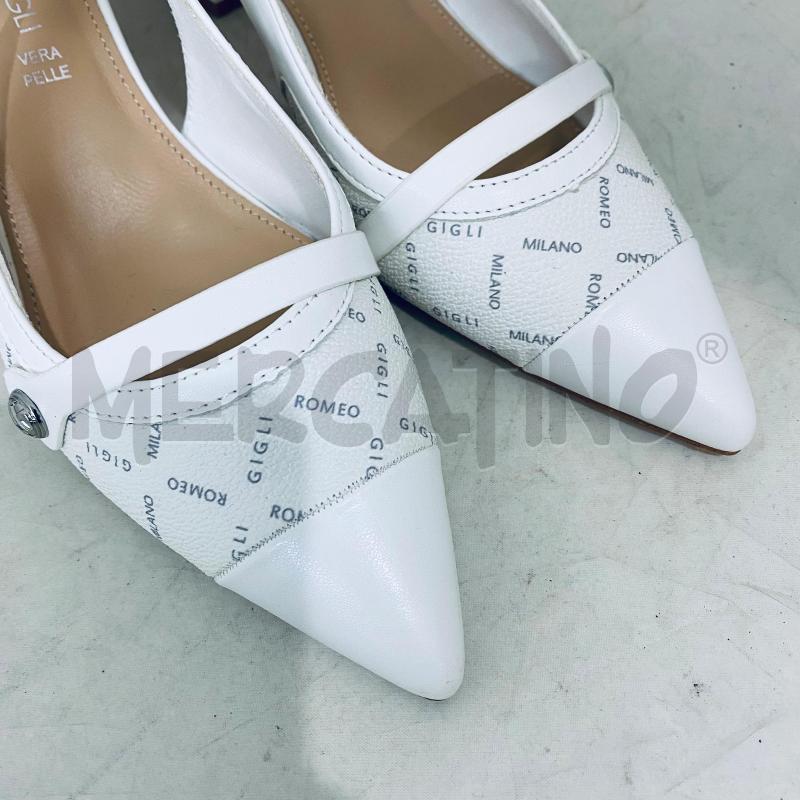 SCARPE DONNA ROMEO GIGLI BIANCHE VERA PELLE LOGO SCRITTA | Mercatino dell'Usato Lago patria - giugliano in c. 2