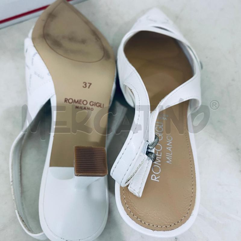 SCARPE DONNA ROMEO GIGLI BIANCHE VERA PELLE LOGO SCRITTA | Mercatino dell'Usato Lago patria - giugliano in c. 3