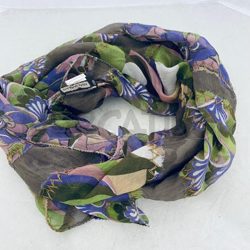 SCIARPA DONNA MALIPARMI MARRONE 100% SETA FLOREALE MOTIVO ZIGZAG  | Mercatino dell'Usato Lago patria - giugliano in c. 1