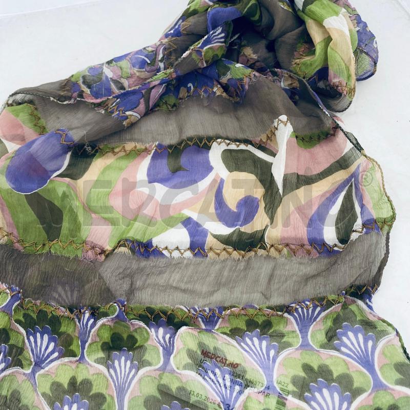 SCIARPA DONNA MALIPARMI MARRONE 100% SETA FLOREALE MOTIVO ZIGZAG  | Mercatino dell'Usato Lago patria - giugliano in c. 3