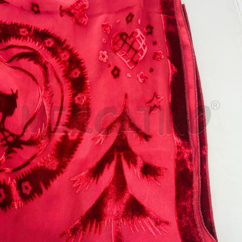 SCIARPA DONNA MOSCHINO SCARTELLINATA VELLUTO DISEGNI NATALIZI ROSSA | Mercatino dell'Usato Lago patria - giugliano in c. 5