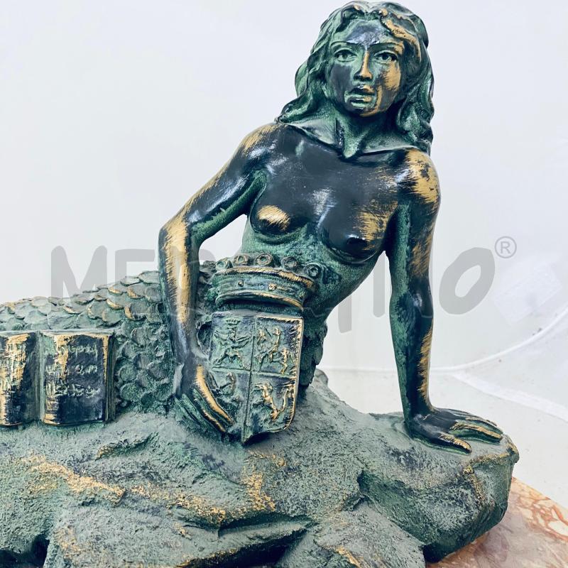 SCULTURA SIRENA METALLO DORATO SU BASE MARMO FIRMA VINCENZI | Mercatino dell'Usato Lago patria - giugliano in c. 3