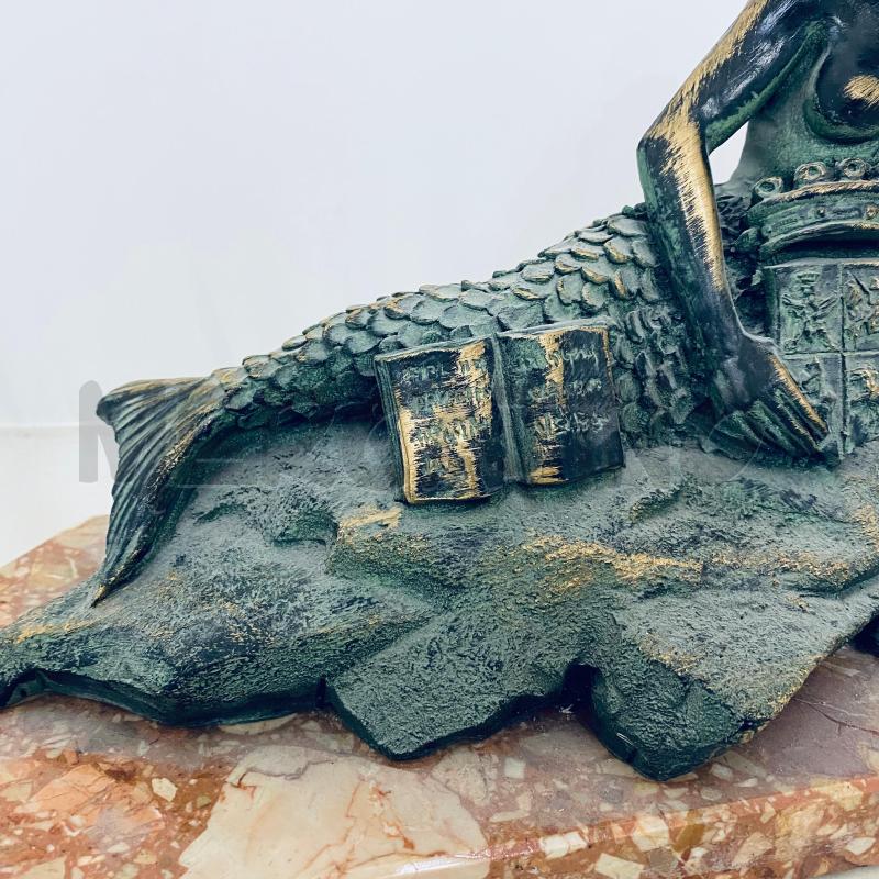 SCULTURA SIRENA METALLO DORATO SU BASE MARMO FIRMA VINCENZI | Mercatino dell'Usato Lago patria - giugliano in c. 4