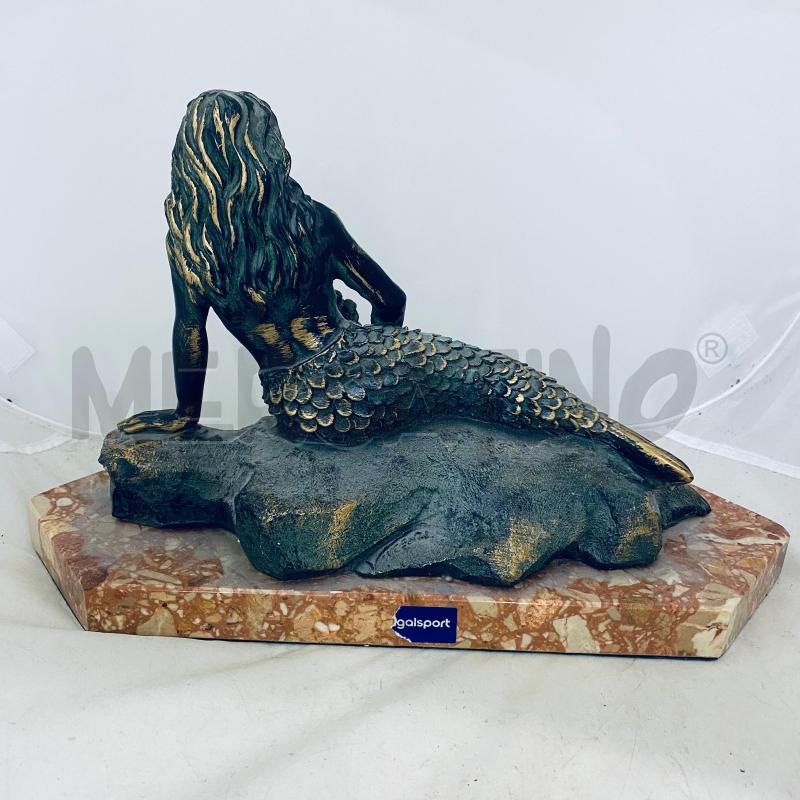 SCULTURA SIRENA METALLO DORATO SU BASE MARMO FIRMA VINCENZI | Mercatino dell'Usato Lago patria - giugliano in c. 5