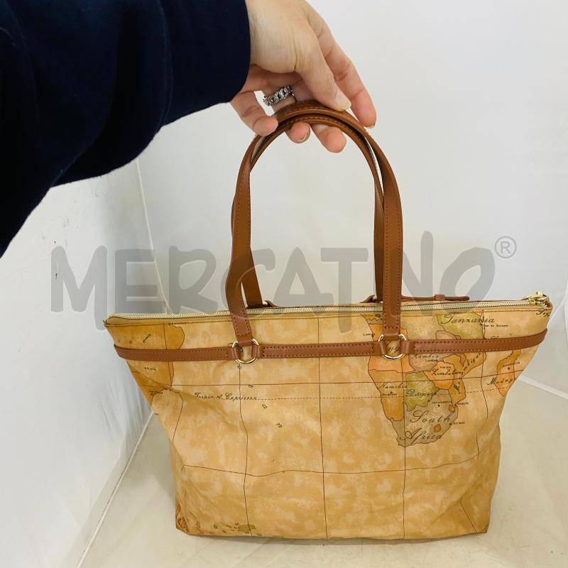 SHOPPER ALVIERO MARTINI 1°CLASSE MARRONE STAMPA MAPPA | Mercatino dell'Usato Lago patria - giugliano in c. 5