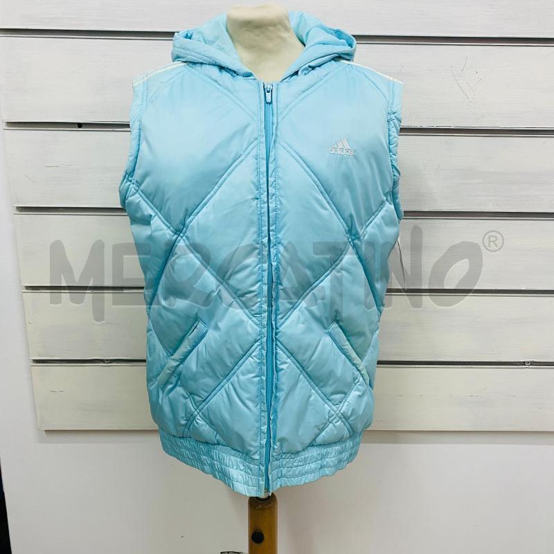 SMANICATO DONNA ADIDAS CELESTE RIGHE BIANCHE  | Mercatino dell'Usato Lago patria - giugliano in c. 1