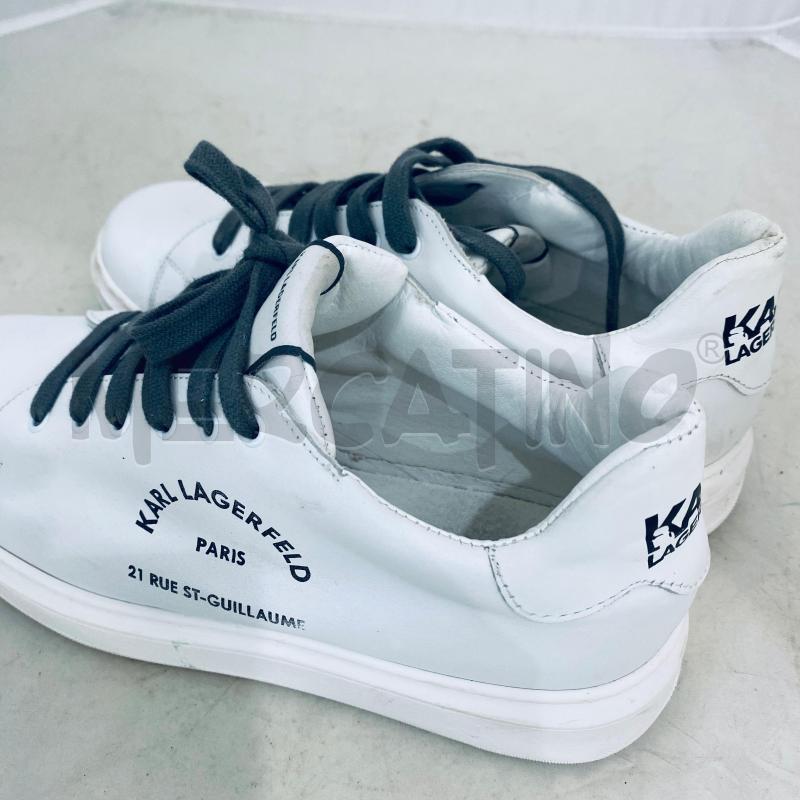 SNEAKERS DONNA KARL LAGERFELD BIANCHE LACCIO GRIGIO | Mercatino dell'Usato Lago patria - giugliano in c. 4